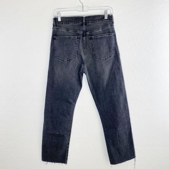 Elan Black Washed Button Fly Raw Hem High Rise Cropped Ankle Jeans Small 4 US 27 - Picture 9 of 11